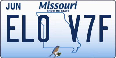 MO license plate EL0V7F