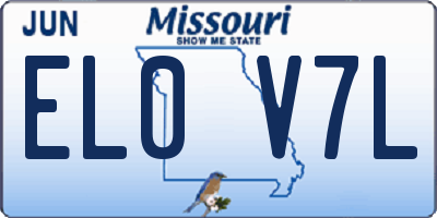 MO license plate EL0V7L