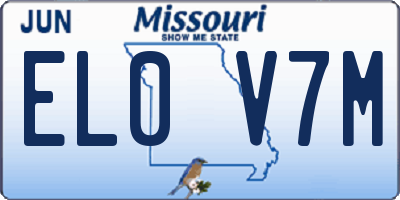 MO license plate EL0V7M