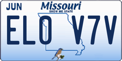 MO license plate EL0V7V