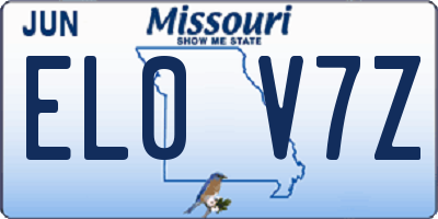 MO license plate EL0V7Z