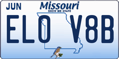 MO license plate EL0V8B