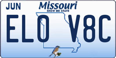 MO license plate EL0V8C