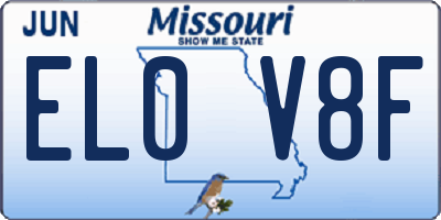 MO license plate EL0V8F