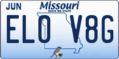 MO license plate EL0V8G