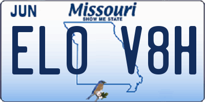 MO license plate EL0V8H