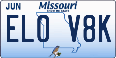 MO license plate EL0V8K