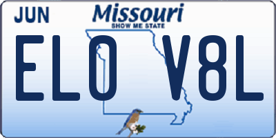 MO license plate EL0V8L