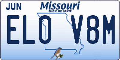 MO license plate EL0V8M