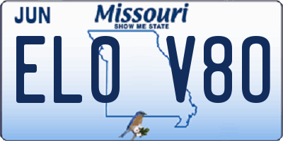 MO license plate EL0V8O