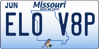MO license plate EL0V8P