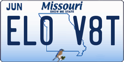 MO license plate EL0V8T