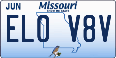 MO license plate EL0V8V