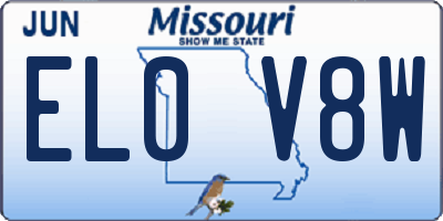 MO license plate EL0V8W