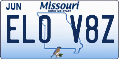 MO license plate EL0V8Z