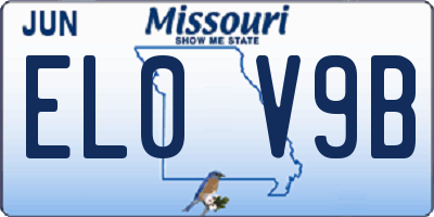 MO license plate EL0V9B