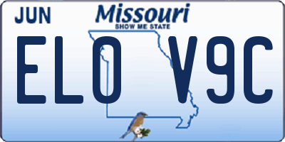 MO license plate EL0V9C