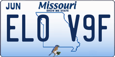 MO license plate EL0V9F