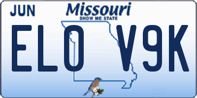 MO license plate EL0V9K