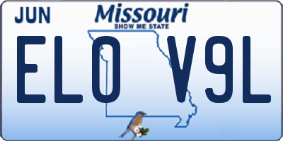 MO license plate EL0V9L