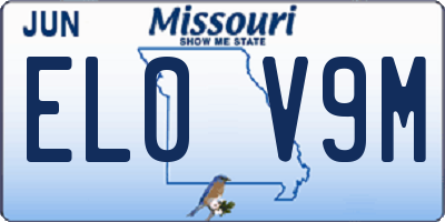 MO license plate EL0V9M