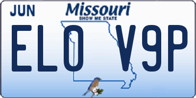 MO license plate EL0V9P