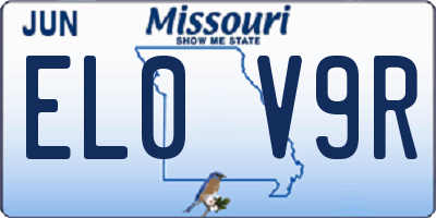 MO license plate EL0V9R