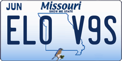 MO license plate EL0V9S