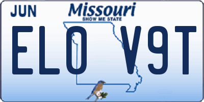 MO license plate EL0V9T