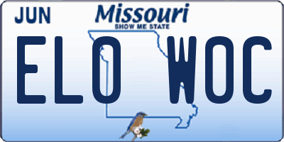 MO license plate EL0W0C