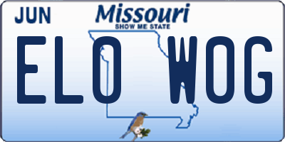 MO license plate EL0W0G