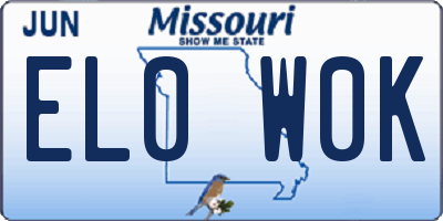 MO license plate EL0W0K