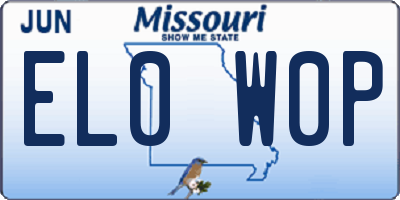 MO license plate EL0W0P