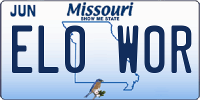 MO license plate EL0W0R