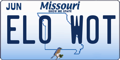 MO license plate EL0W0T