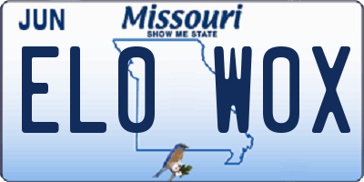 MO license plate EL0W0X