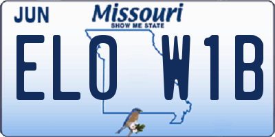 MO license plate EL0W1B