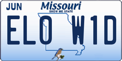 MO license plate EL0W1D