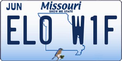 MO license plate EL0W1F