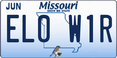 MO license plate EL0W1R
