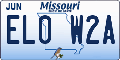 MO license plate EL0W2A