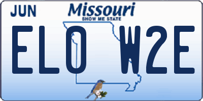 MO license plate EL0W2E