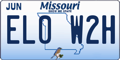 MO license plate EL0W2H
