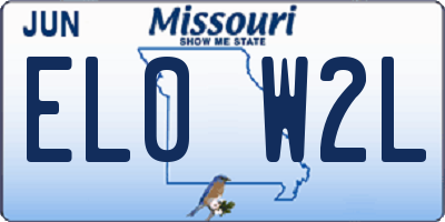 MO license plate EL0W2L
