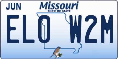 MO license plate EL0W2M
