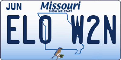 MO license plate EL0W2N