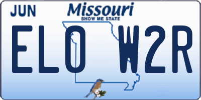 MO license plate EL0W2R