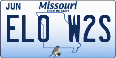 MO license plate EL0W2S