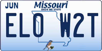 MO license plate EL0W2T