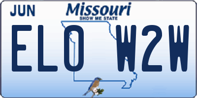 MO license plate EL0W2W